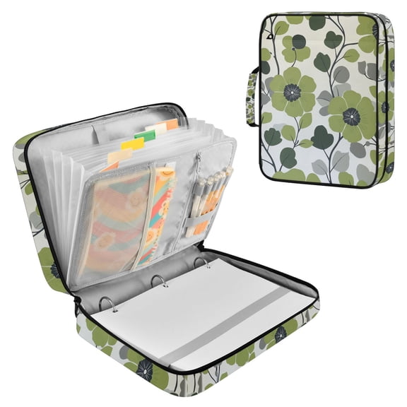 FORMRS Accordion File Folder A4 Size 7-Pocket Expanding Document Organizer Bag with 3 Ring Binder, Retro Flower Print