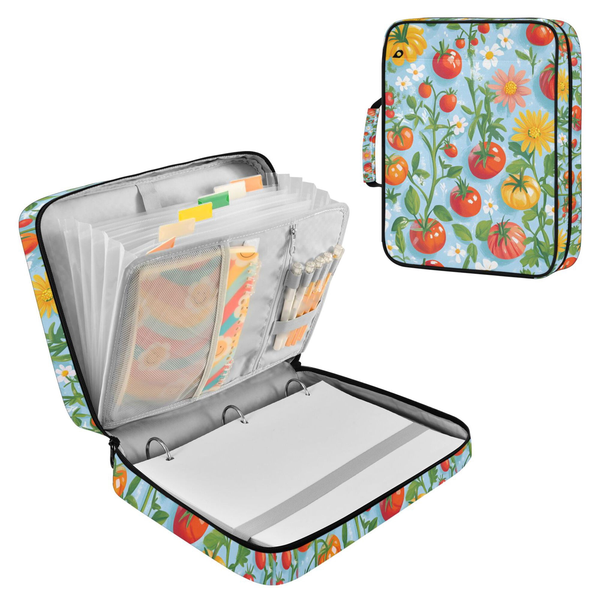 FORMRS Accordion File Folder A4 Size 7-Pocket Expanding Document Organizer Bag with 3 Ring Binder, Various Tomatoes