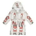 thumbnail image 1 of FORMRS Niños Bathrobe Unisex Hooded Robe Soft Plush Pajamas Sleepwear, Size 10-12T, Beige Christmas Santa, 1 of 7