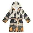 thumbnail image 1 of FORMRS Niños Bathrobe Unisex Hooded Robe Soft Plush Pajamas Sleepwear, Size 10-12T, Beige Halloween Cat, 1 of 7