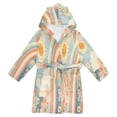 thumbnail image 1 of FORMRS Niños Bathrobe Unisex Hooded Robe Soft Plush Pajamas Sleepwear, Size 10-12T, Beige Rainbow Clouds, 1 of 7