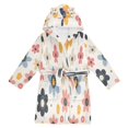 thumbnail image 1 of FORMRS Niños Bathrobe Unisex Hooded Robe Soft Plush Pajamas Sleepwear, Size 10-12T, Beige Retro Flower, 1 of 7