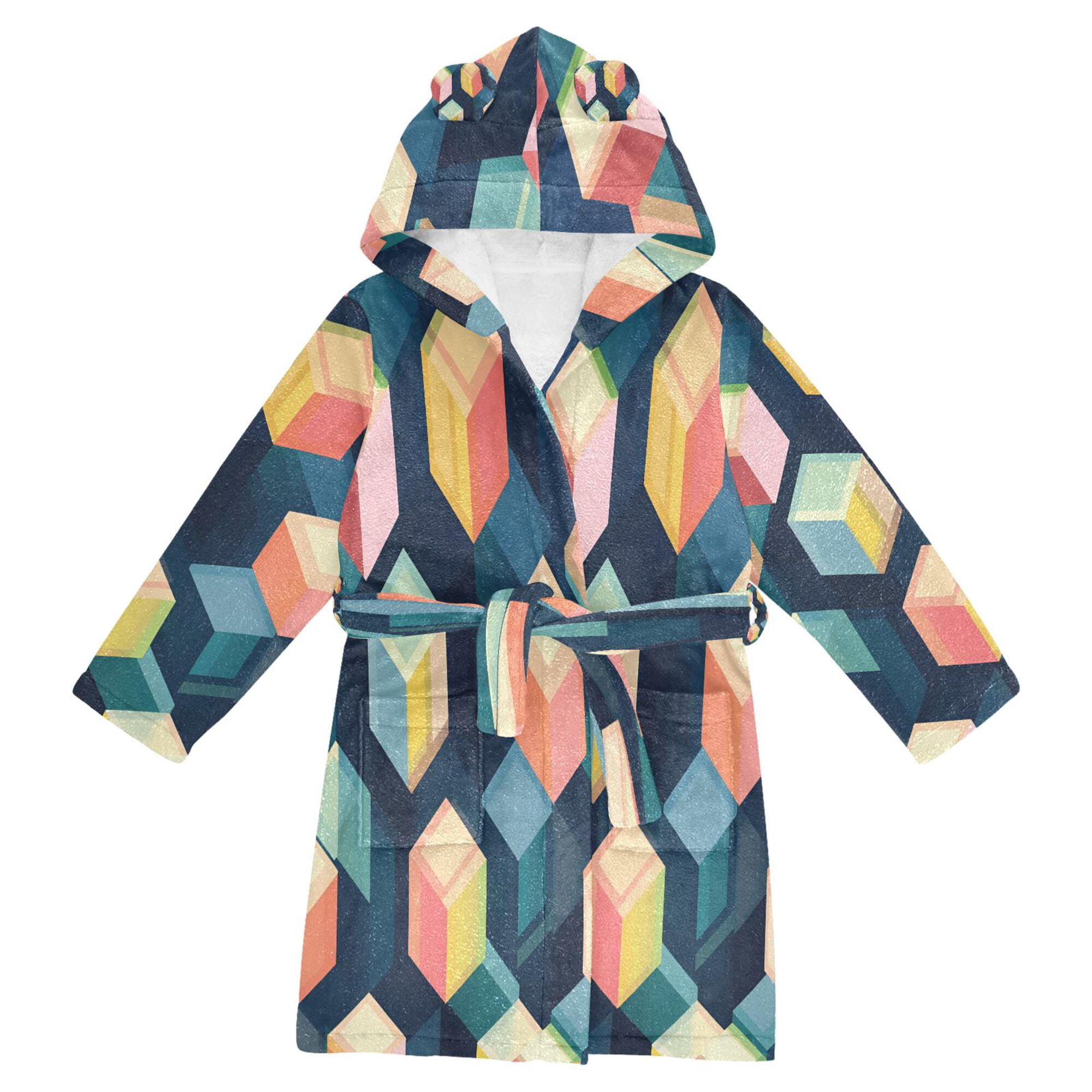 FORMRS Niños Bathrobe Unisex Hooded Robe Soft Plush Pajamas Sleepwear ...