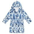 thumbnail image 1 of FORMRS Niños Bathrobe Unisex Hooded Robe Soft Plush Pajamas Sleepwear, Size 10-12T, Blue Floral Pattern, 1 of 7