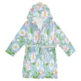 thumbnail image 1 of FORMRS Niños Bathrobe Unisex Hooded Robe Soft Plush Pajamas Sleepwear, Size 10-12T, Blue Floral, 1 of 7