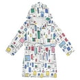 thumbnail image 1 of FORMRS Niños Bathrobe Unisex Hooded Robe Soft Plush Pajamas Sleepwear, Size 10-12T, Colorful Cartoon Graphic, 1 of 7