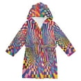 thumbnail image 1 of FORMRS Niños Bathrobe Unisex Hooded Robe Soft Plush Pajamas Sleepwear, Size 10-12T, Colorful Wavy Plaid, 1 of 7