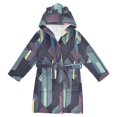 thumbnail image 1 of FORMRS Niños Bathrobe Unisex Hooded Robe Soft Plush Pajamas Sleepwear, Size 10-12T, Cube Stripes, 1 of 7