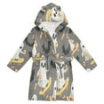 thumbnail image 1 of FORMRS Niños Bathrobe Unisex Hooded Robe Soft Plush Pajamas Sleepwear, Size 10-12T, Cute Ghosts, 1 of 7