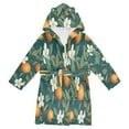 thumbnail image 1 of FORMRS Niños Bathrobe Unisex Hooded Robe Soft Plush Pajamas Sleepwear, Size 10-12T, Floral Orange Pattern, 1 of 7