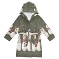 thumbnail image 1 of FORMRS Niños Bathrobe Unisex Hooded Robe Soft Plush Pajamas Sleepwear, Size 10-12T, Gray Cute Snowmen, 1 of 7