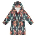 thumbnail image 1 of FORMRS Niños Bathrobe Unisex Hooded Robe Soft Plush Pajamas Sleepwear, Size 10-12T, Green Abstract, 1 of 7