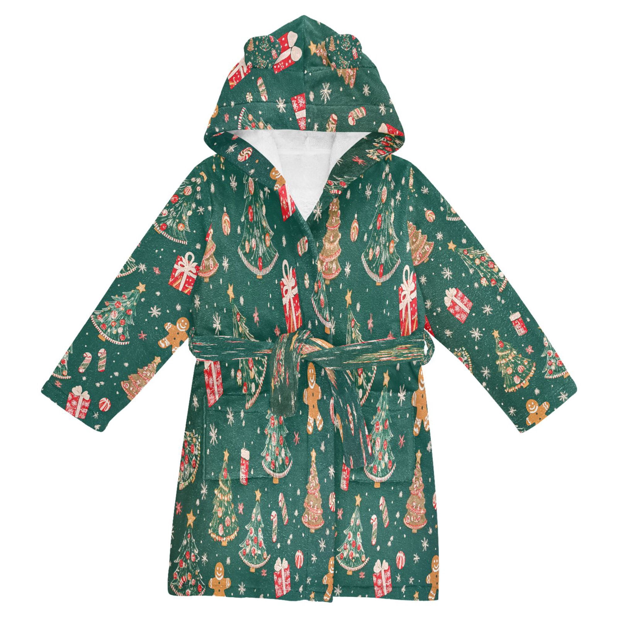 Gingerbread Heated Robe FORMRS Niños Bathrobe Unisex Hooded Robe Soft Plush Pajamas Sleepwear ...