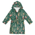 thumbnail image 1 of FORMRS Niños Bathrobe Unisex Hooded Robe Soft Plush Pajamas Sleepwear, Size 10-12T, Green Christmas Gingerbread, 1 of 7