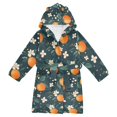 thumbnail image 1 of FORMRS Niños Bathrobe Unisex Hooded Robe Soft Plush Pajamas Sleepwear, Size 10-12T, Green Floral Oranges, 1 of 7