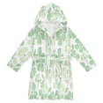 thumbnail image 1 of FORMRS Niños Bathrobe Unisex Hooded Robe Soft Plush Pajamas Sleepwear, Size 10-12T, Green Floral, 1 of 7