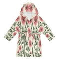 thumbnail image 1 of FORMRS Niños Bathrobe Unisex Hooded Robe Soft Plush Pajamas Sleepwear, Size 10-12T, Light Pink Flowers, 1 of 7