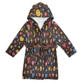 thumbnail image 1 of FORMRS Niños Bathrobe Unisex Hooded Robe Soft Plush Pajamas Sleepwear, Size 10-12T, Moon Pattern, 1 of 7