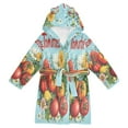 thumbnail image 1 of FORMRS Niños Bathrobe Unisex Hooded Robe Soft Plush Pajamas Sleepwear, Size 10-12T, Orange Floral Tomatoes, 1 of 7