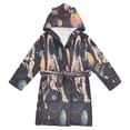 thumbnail image 1 of FORMRS Niños Bathrobe Unisex Hooded Robe Soft Plush Pajamas Sleepwear, Size 10-12T, Pink Record, 1 of 7