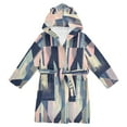 thumbnail image 1 of FORMRS Niños Bathrobe Unisex Hooded Robe Soft Plush Pajamas Sleepwear, Size 10-12T, Pink Stripes, 1 of 7