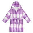 thumbnail image 1 of FORMRS Niños Bathrobe Unisex Hooded Robe Soft Plush Pajamas Sleepwear, Size 10-12T, Purple and White Pattern, 1 of 7
