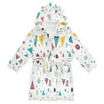 thumbnail image 1 of FORMRS Niños Bathrobe Unisex Hooded Robe Soft Plush Pajamas Sleepwear, Size 10-12T, Red Simple Shapes, 1 of 7