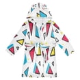 thumbnail image 1 of FORMRS Niños Bathrobe Unisex Hooded Robe Soft Plush Pajamas Sleepwear, Size 10-12T, Red Triangles, 1 of 7