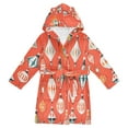 thumbnail image 1 of FORMRS Niños Bathrobe Unisex Hooded Robe Soft Plush Pajamas Sleepwear, Size 10-12T, Retro Christmas Ornaments Pattern, 1 of 7