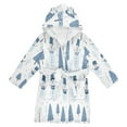 thumbnail image 1 of FORMRS Niños Bathrobe Unisex Hooded Robe Soft Plush Pajamas Sleepwear, Size 10-12T, White Snowman, 1 of 7