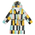 thumbnail image 1 of FORMRS Niños Bathrobe Unisex Hooded Robe Soft Plush Pajamas Sleepwear, Size 10-12T, Yellow Checkered Pattern, 1 of 7