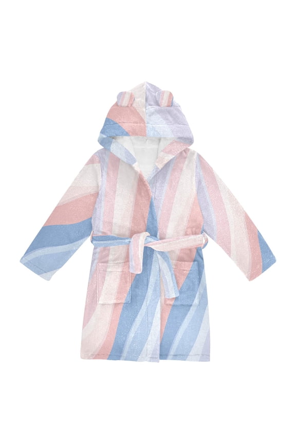 Kids Bathrobe Unisex Hooded Robe Toddler Pajamas Sleepwear, Size 2-3T, Abstract Blue