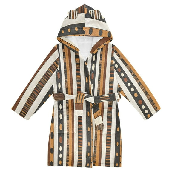 FORMRS Niños Bathrobe Unisex Hooded Robe Soft Plush Pajamas Sleepwear, Size 2-3T, Abstract Dots