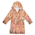 thumbnail image 1 of FORMRS Niños Bathrobe Unisex Hooded Robe Soft Plush Pajamas Sleepwear, Size 2-3T, Abstract Orange Flowers, 1 of 7