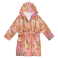 thumbnail image 1 of FORMRS Niños Bathrobe Unisex Hooded Robe Soft Plush Pajamas Sleepwear, Size 2-3T, Abstract Pink Flowers, 1 of 7