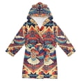 thumbnail image 1 of FORMRS Niños Bathrobe Unisex Hooded Robe Soft Plush Pajamas Sleepwear, Size 2-3T, Beige Geometric Eagle, 1 of 7