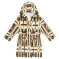 thumbnail image 1 of FORMRS Niños Bathrobe Unisex Hooded Robe Soft Plush Pajamas Sleepwear, Size 2-3T, Beige Geometric, 1 of 7