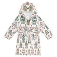 thumbnail image 1 of FORMRS Niños Bathrobe Unisex Hooded Robe Soft Plush Pajamas Sleepwear, Size 2-3T, Beige Nordic Christmas House, 1 of 7