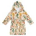 thumbnail image 1 of FORMRS Niños Bathrobe Unisex Hooded Robe Soft Plush Pajamas Sleepwear, Size 2-3T, Beige Retro Leaves, 1 of 7