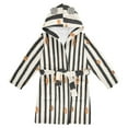 thumbnail image 1 of FORMRS Niños Bathrobe Unisex Hooded Robe Soft Plush Pajamas Sleepwear, Size 2-3T, Black Abstract Stripes, 1 of 7