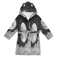 thumbnail image 1 of FORMRS Niños Bathrobe Unisex Hooded Robe Soft Plush Pajamas Sleepwear, Size 2-3T, Black Moon, 1 of 7