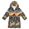 thumbnail image 1 of FORMRS Niños Bathrobe Unisex Hooded Robe Soft Plush Pajamas Sleepwear, Size 2-3T, Black Sardines Pattern, 1 of 7