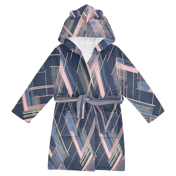 FORMRS Niños Bathrobe Unisex Hooded Robe Soft Plush Pajamas Sleepwear, Size 2-3T, Black Stripes