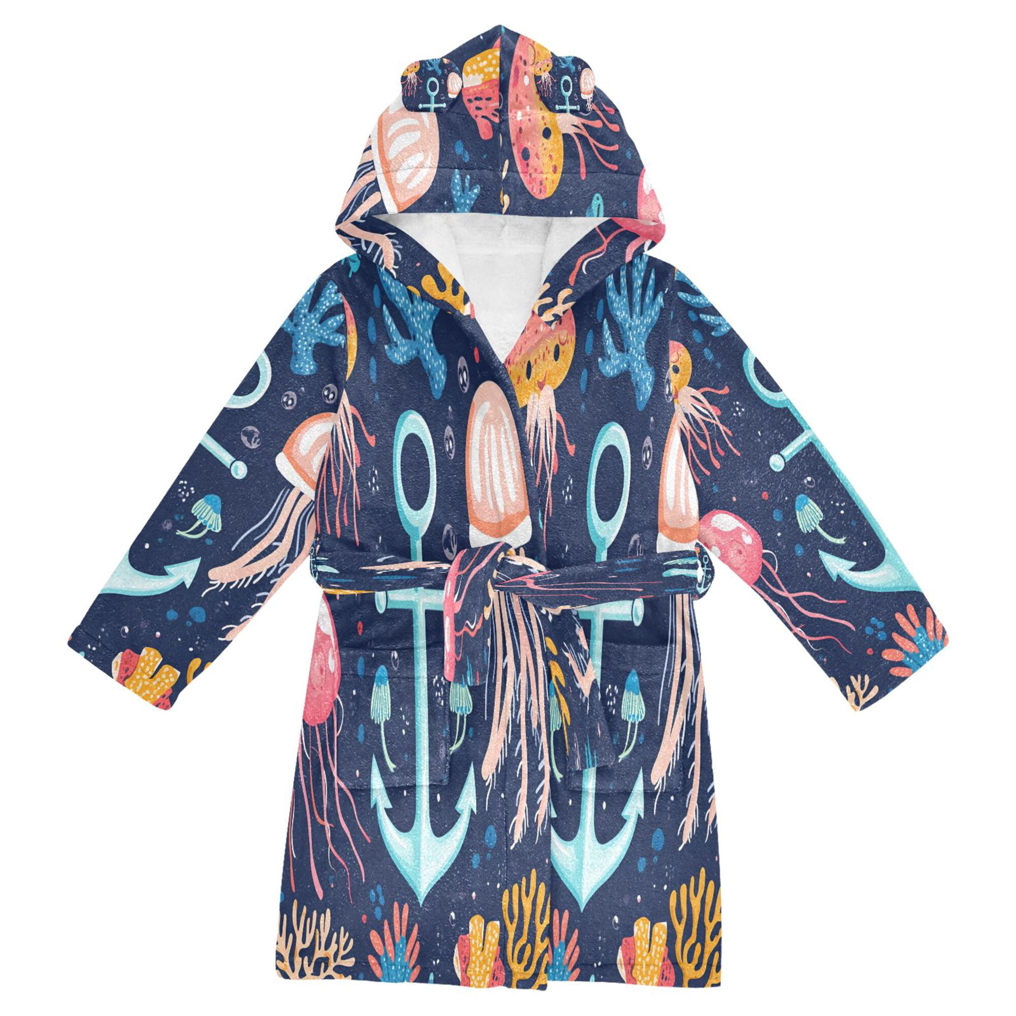 Colathing Robe Kids FORMRS Niños Bathrobe Unisex Hooded Robe Soft Plush Pajamas Sleepwear ...