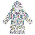 thumbnail image 1 of FORMRS Niños Bathrobe Unisex Hooded Robe Soft Plush Pajamas Sleepwear, Size 2-3T, Blue Doodle Pattern, 1 of 7