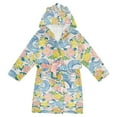 thumbnail image 1 of FORMRS Niños Bathrobe Unisex Hooded Robe Soft Plush Pajamas Sleepwear, Size 2-3T, Blue Floral Wave, 1 of 7