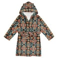 thumbnail image 1 of FORMRS Niños Bathrobe Unisex Hooded Robe Soft Plush Pajamas Sleepwear, Size 2-3T, Blue Geometric, 1 of 7