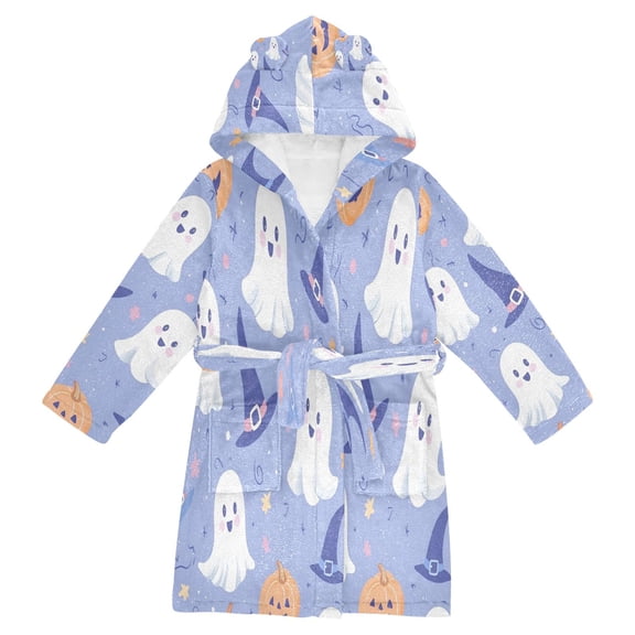 FORMRS Kids Bathrobe Unisex Hooded Robe Toddler Pajamas Sleepwear, Size 2-3T, Blue Halloween