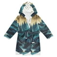 thumbnail image 1 of FORMRS Niños Bathrobe Unisex Hooded Robe Soft Plush Pajamas Sleepwear, Size 2-3T, Blue Mountains, 1 of 7