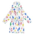 thumbnail image 1 of FORMRS Niños Bathrobe Unisex Hooded Robe Soft Plush Pajamas Sleepwear, Size 2-3T, Blue Retro Triangles, 1 of 7